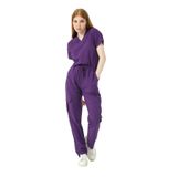 Pratik Medikal Mor Likralı Scrubs Kargo Cep Doktor Hemşire Forması Yarasa Kol Takım Unisex - XL