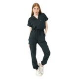 Pratik Medikal Ördek Yeşili Likralı Scrubs Kargo Cep Jogger Paça Doktor Hemşire Forması Yarasa Kol Takım Unisex - 2XL