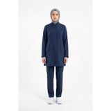 Pratik Medikal Patriot Blue Likralı Tesettür Scrubs Doktor Hemşire Forması Takım - Lacivert - XL