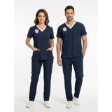 Pratik Medikal Sorumlu Hemşire Forması Likralı Scrubs Takım Unisex Patriot Blue Yeni Yönetmeliğe Uygun - Lacivert - Beyaz - 2XS