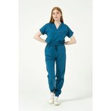 Pratik Medikal Turkuaz Likralı Scrubs Jogger Paça Doktor Hemşire Forması Yarasa Kol Takım Unisex - 2XS