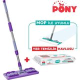 Pratik Mikrofiber Temizlik Seti, Havlu ve Kıskaçlı Paspas Hediye - Mercan - Seçenek 1