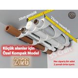 Pratik Mutfak Rulo Düzenleyici, Yağlı Kağıt, Folyo ve Streç Film Saklama - Ahşap - Bej - Siyah - Seçenek 1