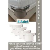 Pratik Nevresim Yorgan Kılıfı Çarşaf Tutucu Sabitleyici Yastık Nevresim Sabitleyici Aparat 4 Adet - Beyaz