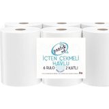Pratik Soft 6 Rulo İçten Çekmeli Kağıt Havlu 2 Katlı Yüksek Emicilik Özelliğiyle