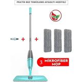 Pratik Sprey Mop Seti, 3 Yedek Bez ve Deterjan Hazneli Ekstra Temizlik Araçları - Beyaz - Seçenek 1