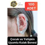 Pratik Su Geçirmez Çocuk Yetişkin Koruyucu Dayanıklı Esnek Şeffaf Uyumlu Lastikli Kulak Bonesi