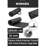 Pratik Taşıma Askılı Kaymaz Yüzeyli Çift Yönlü Fitness Yoga Matı Kamp Çadır Spor Minderi 183X61 Cm