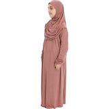 Pratik Tek Parça Organik Kız Çocuk Namaz Elbisesi - Toprak - 5-7 Yaş - 5 - 7 Yaş