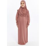 Pratik Tek Parça Organik Kız Çocuk Namaz Elbisesi - Toprak - 8-10 Yaş - 8 - 10 Yaş