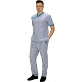 Pratik Tekstil Erkek Hemşire-Doktor Forma Takımı Özel Tasarım Terrycotton - Gri