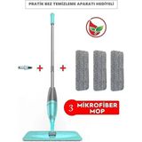 Pratik Temizlik Seti: Sprey Mop, Temizlik Fırçası ve 3 Bezli Hediyeli - Ahşap - Ceviz - Seçenek 1