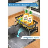 Pratik Tezgah Üstü Mutfak Sabunluk ve Süngerlik Organizeri - Antrasit - Seçenek 1