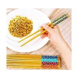 Pratik Yıkanabilir Kore Çin Yemek Çubuğu 10 Çift Desenli Bambu Chopstick