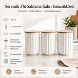 PratikBir 3'lü Seramik Saklama Kabı / Baharatlık Seti - 3 lü