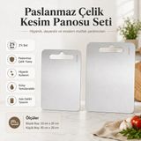 PratikBir Paslanmaz Çelik Kesim Panosu Seti - 2 Adet