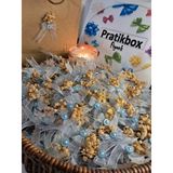 Pratikbox Mini Fiyonk /Tül 1Cm'lik / Hediyelik / Süsleme / Açık Mavi Renk/Yarım Incili,Cipso Çiçeği / 100 Adet