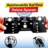 Pratikmen Raf Pimi Delme Aparatı, Ayarlanabilir Delme Şablonu | Çift Taraflı Kullanım, 32mm Aralıklı Delik, Ahşap Mobilya Uyumlu, Metal Gövde, Hassas Hizalama