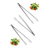 pratikoutdoor 3 Adet Paslanmaz Çelikten (Krom) Et Mangal Izgara Maşası, Barbekü Et Maşası 34cm