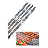 pratikoutdoor 8 Adet Paslanmaz Çelikten (Krom) 3mm Adana Kebab Şiş, Barbekü Kebab Şiş, 2.5cmx60cm