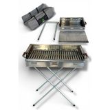 pratikoutdoor Paslanmaz Çelikten Katlanır Ayaklı ve 3 Kademeli Mangal 70x40x70cm Çantalı