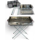 Pratikoutdoor Paslanmaz Çelikten Katlanır Ayaklı ve 3 Kademeli Mangal 80X40X70CM Çantalı