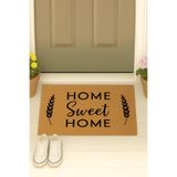 Pratixstore Mind Buğday Ve Home Sweet Home Tasarımlı Kapı Önü Paspası -Şık, Dayanıklı ve Kaymaz Dış Kapı Paspası