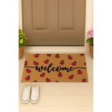 Pratixstore Mind Uğur Böceği Welcome Tasarımlı Kapı Önü Paspası - Şık, Dayanıklı ve Kaymaz Dış Kapı Paspası