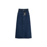 praye Uzun Püsküllü Denim Etek Koyu Mavi