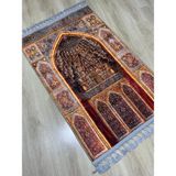 Prayer Rug Dokuma Taban Örgü Püsküleri ve Ipek Kadar Yumuşak Yüzeyiyle Bambu Seccade Namazlık 80X125 cm Hac Umre Ramazan Hediyesi - 80 x 125 cm - Turuncu