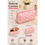 PREGIO Çilek Figürlü Pembe Makyaj Çantası - Büyük Boy