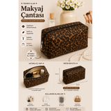 PREGIO Leopar Desenli Makyaj Çantası - Büyük Boy