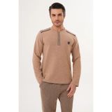 PREGNANT WORLD Erkek Kahve Bisiklet Yaka Tasarım Selanik Kumaş Kışlık Büyük Beden(Battal Boy) Pijama Takımı