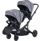 Prego 2223 Ibiza Plus İkiz Bebek Arabası Travel Sistem 22 kg Taşıma Kapasitesi ile Katlanabilir - Gri