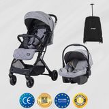 Prego Aria Hafif Tek Elle Katlanır Kabin Boy Travel Sistem Bebek Arabası + Yağmurluk + Çanta - Gri