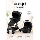Prego Aria Siyah Hafif Tek Elle Katlanır Kabin Boy Travel Sistem Bebek Arabası + Yağmurluk