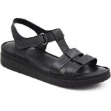 Prego (Clavi) Hakiki Hakiki Deri Poli Hafif Taban Dikişli Günlük Kadın Comfort Sandalet Siyah