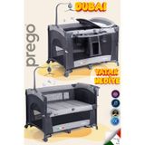 Prego Dubai 10 in1 Anne Yanı Park Yatak Oyun Parkı Sallanır Beşik Yana Açılır Kolay Katlanır +yatak Hediye gri