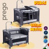 Prego Dubai 10in1 Anne Yanı Park Yatak Oyun Parkı Sallanır Beşik Yana Açılır Kolay Katlanır +Yatak Hediye - 70 x 110 cm - Gri
