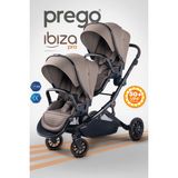 Prego Ibiza Pro Ikiz Bebek Arabası Uv Tenteli -Yağmurluk-Ayak Örtüsü- Yeni Seri - Kahverengi