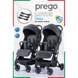 Prego Lotus Pro Kabin Boy Ayrılıp Birleşebilen İkiz Gri Bebek Arabası