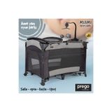 Prego Miami 70x110 Anne Yanı Beşik ve Oyun Parkı Yatak Gri - Sallanabilir ve Tekerlekli Park Yatak