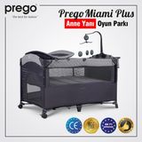 Prego Miami Plus Anne Yanı Oyun Parkı 70X120 cm Gri Tekerlekli Portatif Kullanım Kolaylığı