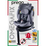 Prego Omegafix Alarmlı 360 Derece Dönebilen -0-36 kg -I-Size Belgeli - Destek Ayaklı Oto Koltuğu - Gri