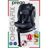 Prego Omegafix Alarmlı 360 Derece Dönebilen -0-36 kg -I-Size Belgeli - Destek Ayaklı Oto Koltuğu - Siyah