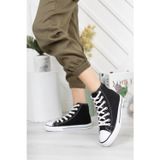 Prego Siyah&Beyaz Çocuk Bilekli Converse Tarzı Spor Ayakkabı SİYAH