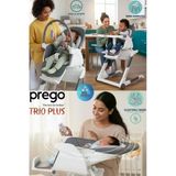 Prego Trio Plus 3'Ü 1 Arada Mama Sandalyesi - Yatırılabilir Sırt Ayarlı Ve Tekerlekli Lüks Yemek Koltuğu Gri