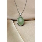 Prehnite Doğal Taş 925 Ayar Gümüş Kolye - Klyg-1632