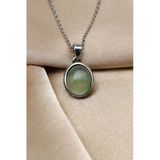 Prehnite Doğal Taş 925 Ayar Gümüş Kolye - Klyg-1633