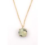 Prehnite Doğal Taş Gold Renkli Kolye KLY-1288